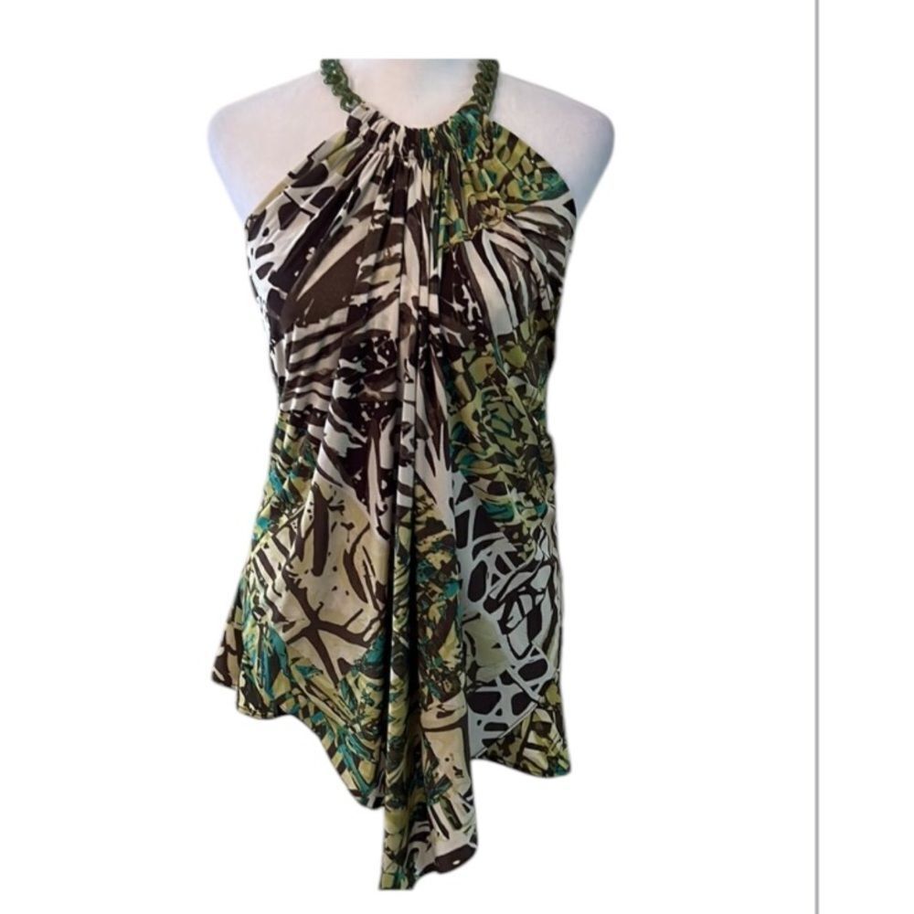 Cache Unique Szm Green Brown Print With Large Pla… - image 1